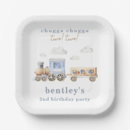 Waterverf Trein Verjaardagsfeestje Borden Papieren Bordje
