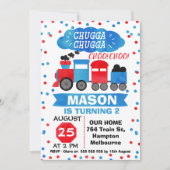 Waterverf Trein Verjaardagsfeestuitnodiging Kaart (Voorkant)