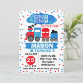 Waterverf Trein Verjaardagsfeestuitnodiging Kaart (Staand voorkant)