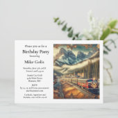 Waterverf Trein Verjaardagsfeestuitnodiging Kaart (Staand voorkant)