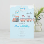 Waterverf Trein Verjaardagsuitnodiging Kaart (Staand voorkant)