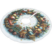 Waterverf treinen op White Christmas Kerstboom Rok (Gekanteld)