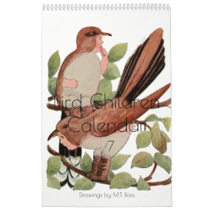 Waterverf trekkingen vogelkinderen 7 Kalender