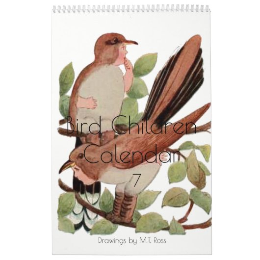 Waterverf trekkingen vogelkinderen 7 Kalender (Hoes)