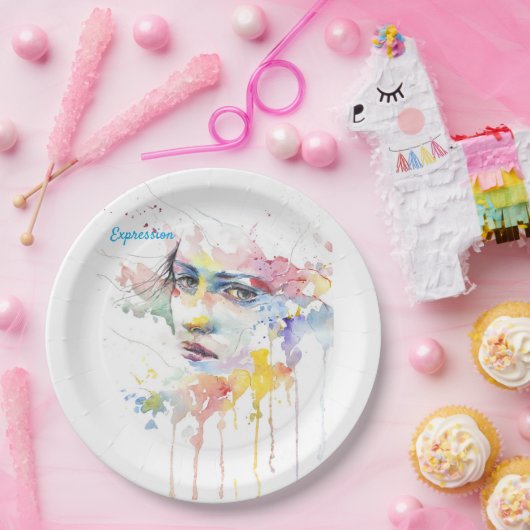 Waterverf Trend Expression van Vrouw Papier Bord (Feest)