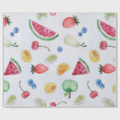 Waterverf Trend Tropische Zomer Vruchten Patroon Cadeaupapier (Vlak)