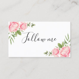 Waterverf trendroze bloemen voor sociale media visitekaartje