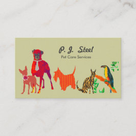 Waterverf Trendy Leuke Dierenhuisdieren Honden Kat Vierkante Visitekaartje