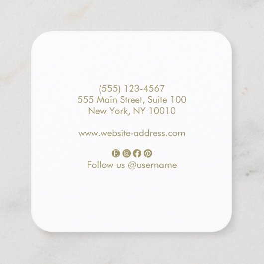 Waterverf Trendy Script Lavender Vierkante Visitekaartje (Achterkant)