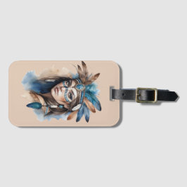 Waterverf Tribal Beauty: Spirit of Bohemian Art Bagagelabel