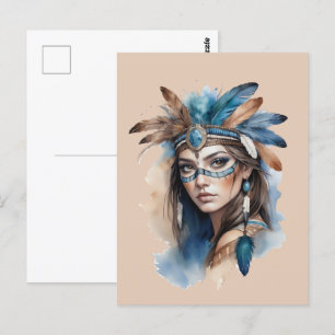 Waterverf Tribal Beauty: Spirit of Bohemian Art Briefkaart
