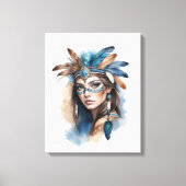 Waterverf Tribal Beauty: Spirit of Bohemian Art Canvas Afdruk (Voorkant)