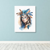 Waterverf Tribal Beauty: Spirit of Bohemian Art Canvas Afdruk (Insitu (Houten vloer))