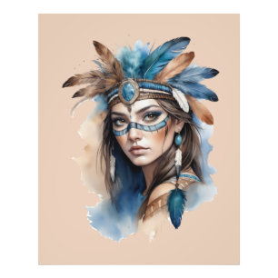Waterverf Tribal Beauty: Spirit of Bohemian Art Foto Afdruk