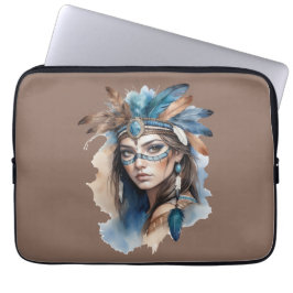 Waterverf Tribal Beauty: Spirit of Bohemian Art Laptop Sleeve