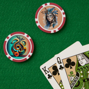 Waterverf Tribal Beauty: Spirit of Bohemian Art Poker Chips