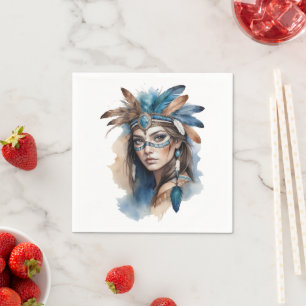 Waterverf Tribal Beauty: Spirit of Bohemian Art Servet