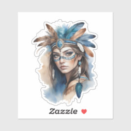 Waterverf Tribal Beauty: Spirit of Bohemian Art Sticker