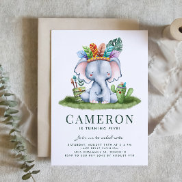 Waterverf Tribal Elephant Safari Thema Verjaardag Kaart