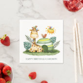 Waterverf Tribal Giraffe Safari Verjaardagsfeest Servet (Insitu)