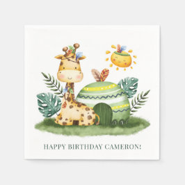 Waterverf Tribal Giraffe Safari Verjaardagsfeest Servet