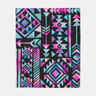 Waterverf tribale motieven, etnisch behang. fleece deken