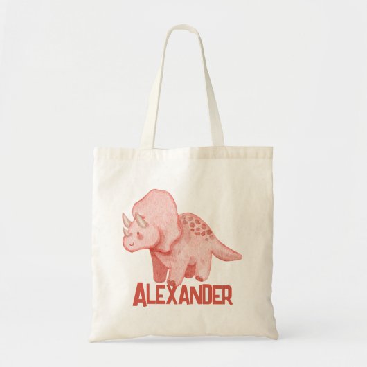 Waterverf Triceratops Dinosaur Aangepaste Kinder n Tote Bag (Voorkant)