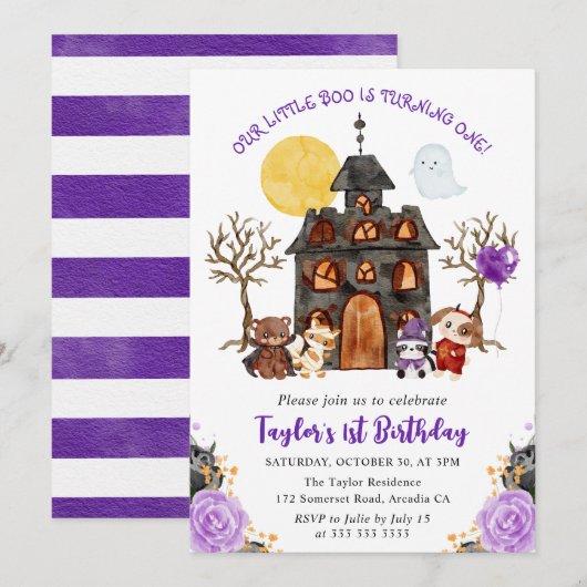 Waterverf Trick or treat Halloween 1e verjaardag Kaart (Voorkant / Achterkant)