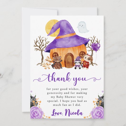 Waterverf Trick or treat Halloween Baby shower Bedankkaart (Voorkant)