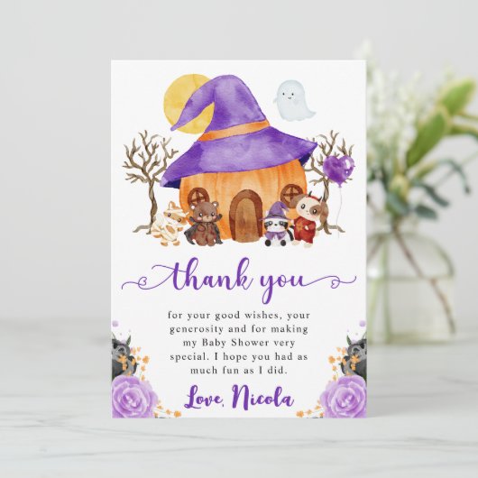 Waterverf Trick or treat Halloween Baby shower Bedankkaart (Staand voorkant)