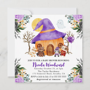 Waterverf Trick or treat Halloween Baby shower Kaart