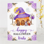 Waterverf Trick or treat Happy Halloween Kaart (Gele Bloem)