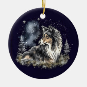 Waterverf Tricolor Sheltie Kerstmis Keramisch Ornament