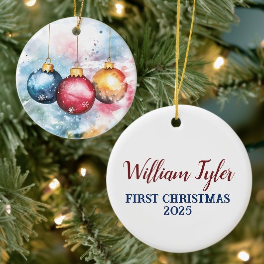 Waterverf trio van kerstballen keramisch ornament