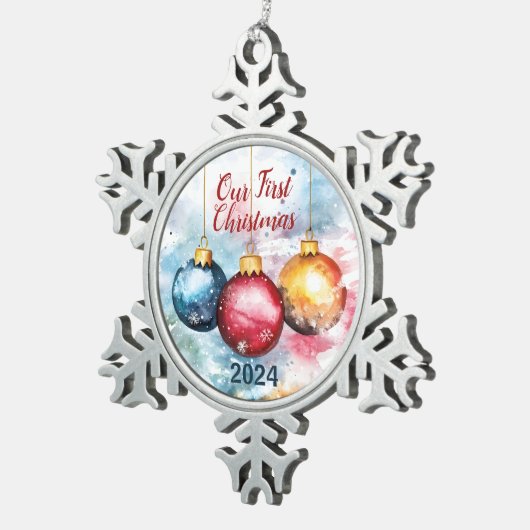 Waterverf Trio van kerstballen Ornament (Rechts)