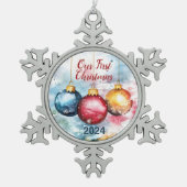 Waterverf Trio van kerstballen Ornament (Voorkant)