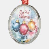 Waterverf Trio van kerstballen Ornament (Links)