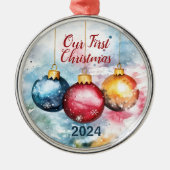 Waterverf Trio van kerstballen Ornament (Voorkant)