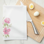 Waterverf Triple Pink Blooms Theedoek (Quarter Fold)