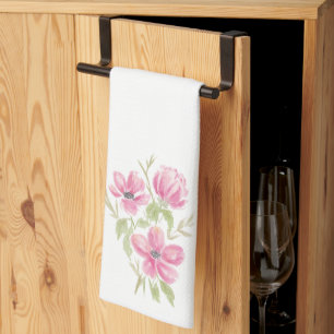 Waterverf Triple Pink Blooms Theedoek