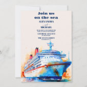 Waterverf tropen zeegezicht strand cruise bruiloft kaart (Voorkant)