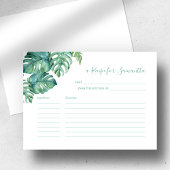 Waterverf Tropica Monstera Palm Leaf Informatiekaartje