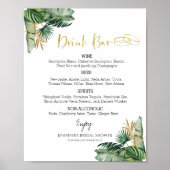 Waterverf Tropical Bachelorette Drinken Menu Sign Poster (Voorkant)