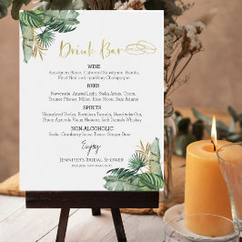 Waterverf Tropical Bachelorette Drinken Menu Sign Poster