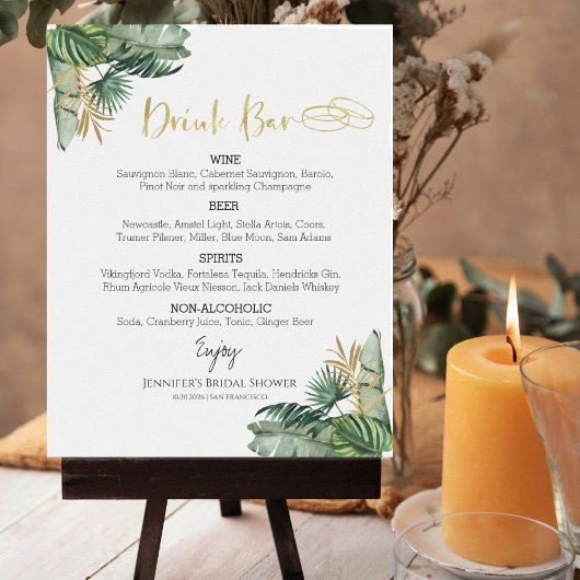 Waterverf Tropical Bachelorette Drinken Menu Sign Poster