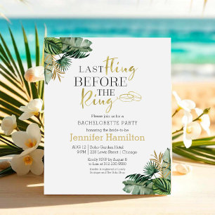 Waterverf Tropical Bachelorette Party Invitacion