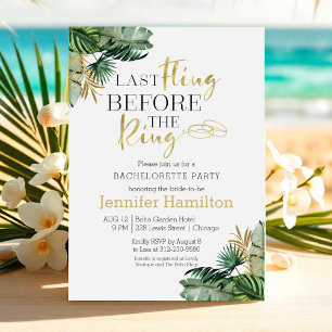 Waterverf Tropical Bachelorette Party Kaart