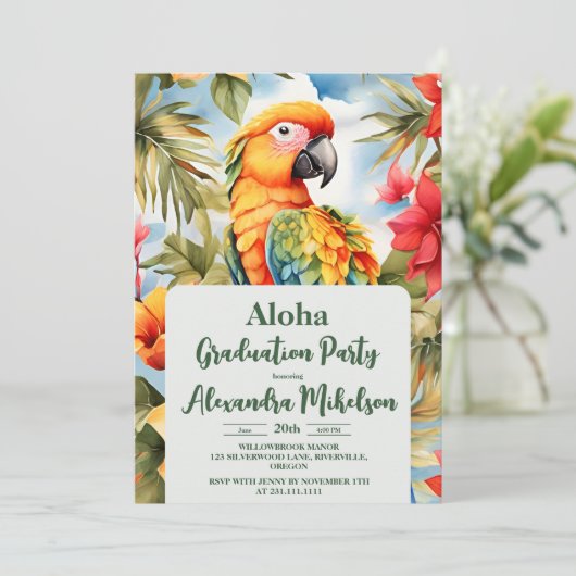 Waterverf Tropical Beach Afstuderen Kaart (Staand voorkant)