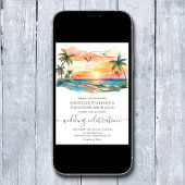 Waterverf Tropical Beach Alles in één bruiloft Kaart