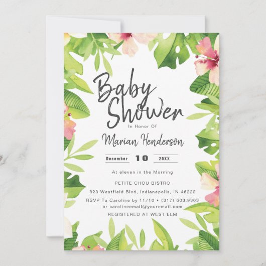 Waterverf Tropical Beach Baby shower Kaart (Voorkant)